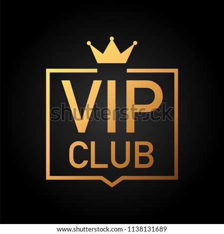 Vip club label on Black background. Vector stock illustration.