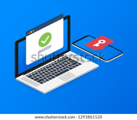 Duo authentication concept banner with text place. Can use for web banner, infographics, hero images. Vector stock illustration.