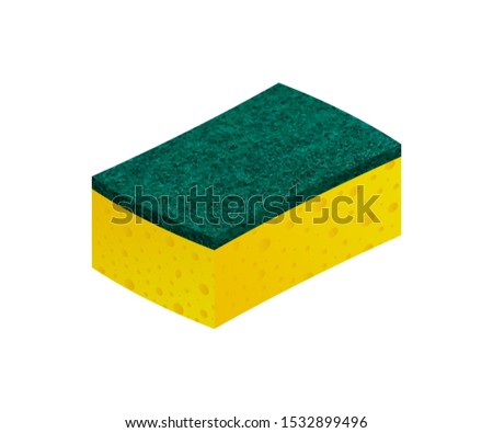Scouring pads spong for housework cleaning and scouring pad domestic spong work tools. Vector stock illustration.