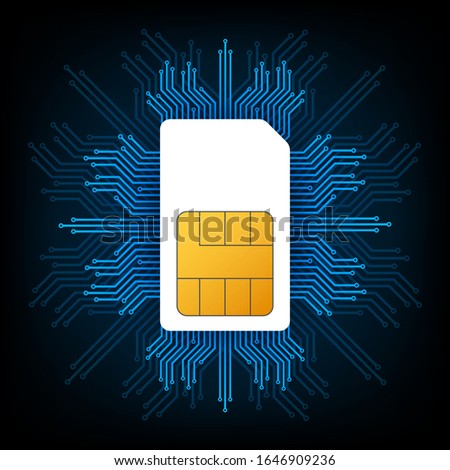 Mobile Cellular Phone Sim Card Chip. Vector stock illustration.