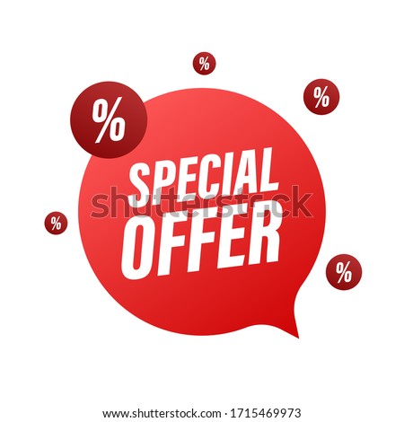 Special Offer grunge style red colored. Discount label. Vector stock illustration.