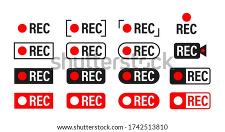 Rec. Set recording sign. Currently recording. Vector stock illustration. Photo stock © 