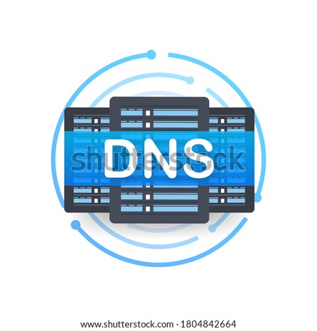 DNS Domain Name System Server. Global communication network concept. Web search concept. Vector illustration.