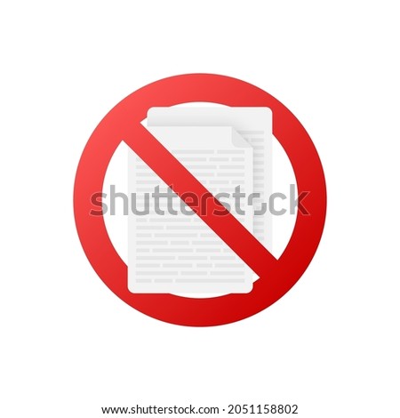 No documents in flat style on red background. Vector design. Business icon. Flat design.