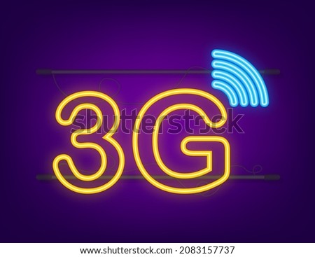 3G neon symbol set isolated on background, mobile communication technology and smartphone network. Vector stock illustration