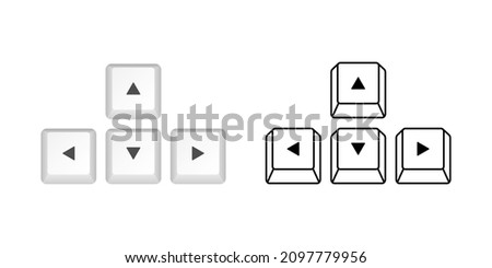Arrows computer keyboard buttons. Desktop interface. Web icon. Gaming and cybersport. Vector stock illustration.