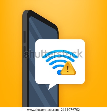 No internet connection found on smartphone. Lost Wireless Connection. No wifi. Vector stock illustration.