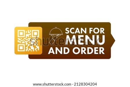 Scan for menu and order. Qr code scan icon. Customer service. Vector stock illustration.