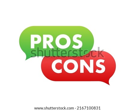 Pros cons in flat style. Flat icon. Check mark icon Foto stock © 