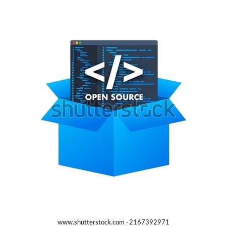 Software development and digital technology concept. Open source