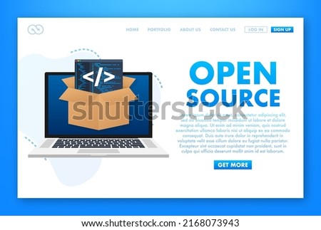 Software development and digital technology concept. Open source