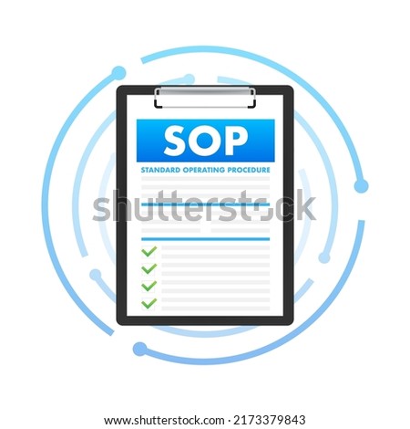 SOP - Standard Operating Procedure. Vector stock illustration.