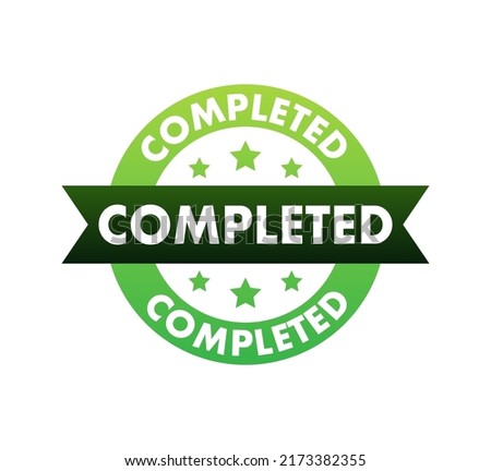 Completed tick, Checkmark stamp, sticker. Vector stock illustration.