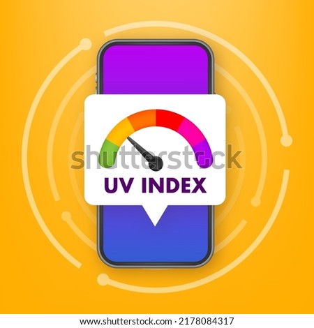 UV index level sun. numbers solar protection. Vector illustration.