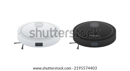 Robot vacuum cleaner. Housework done by robot. Vector illustration.