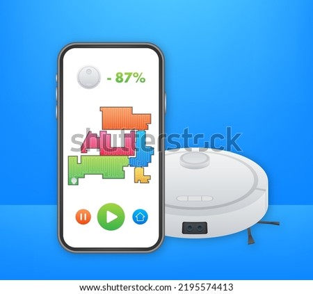 Robot vacuum cleaner. Housework done by robot. Vector illustration.