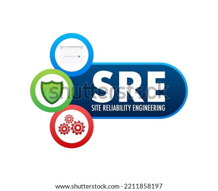 SRE - Site Reliability Engineering acronym. Vector stock illustration.