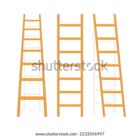 Wooden Stairs. Step ladder. Household tools. Vector stock illustration.