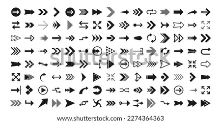 Arrows big black set icons. Arrow icon. Arrows for web design, mobile apps, interface and more. Vector stock illustration.