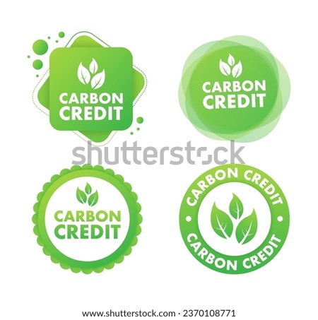 Carbon Credit green sign. CO2 Emission reduction. Carbon sequestration idea. Vector stock illustration