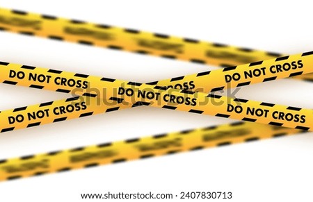 Caution tape vector illustration showing multiple DO NOT CROSS warning strips, ideal for safety, crime scene, and restricted area themes.