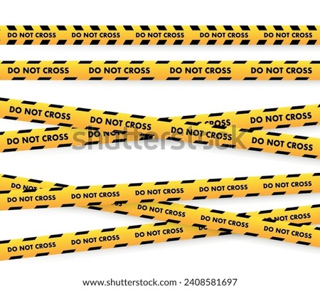 Caution tape vector illustration showing multiple DO NOT CROSS warning strips, ideal for safety, crime scene, and restricted area themes.