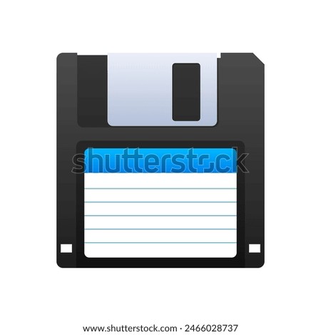 Floppy disk on white background. HD diskette old data media. Storage medium used for data storage.