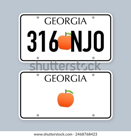 License plate of Georgia. Car number plate. Vector stock illustration