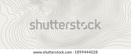 The stylized height of the topographic contour in lines and contours. The concept of a conditional geography scheme and the terrain path. Ultra wide size. Vector illustration.