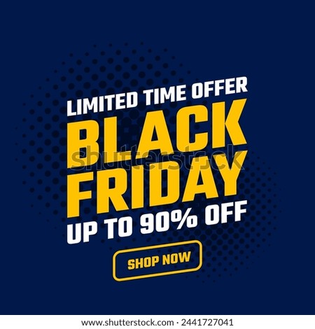 Black Friday, big discounts, promotion. Large banner to fill the entire screen. Yellow-Blue wriggling ribbon with inscriptions. Simple design, flat style. Vector illustration.