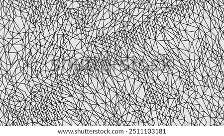 Abstract background, wire-frame landscape. Custom construction of triangles and polygons from vector lines. 3D grid technology. Data Array. Wide size canvas. Vector illustration.