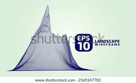 Abstract wireframe background. 3D grid technology illustration landscape. Digital Terrain Cyberspace in the Mountains with valleys. Data Array. | EPS10 Vector.