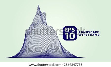 Abstract wireframe background. 3D grid technology illustration landscape. Digital Terrain Cyberspace in the Mountains with valleys. Data Array. | EPS10 Vector.