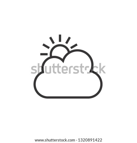 Black and white sun icon behind the cloud