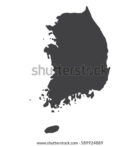 South Korea map in black on a white background. Vector illustration