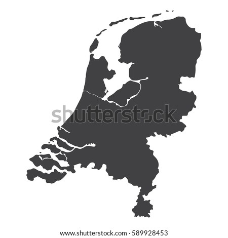 Netherlands map in black on a white background. Vector illustration