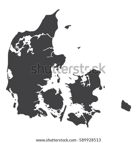 Denmark map in black on a white background. Vector illustration