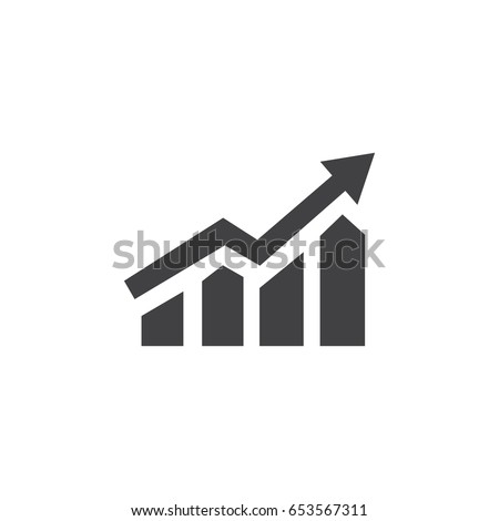 Growing bar graph icon in black on a white background. Vector illustration 商業照片 © 