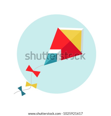Kite vector illustration. Flat kite icon. Red kite in the sky. Makar Sankranti festival.
