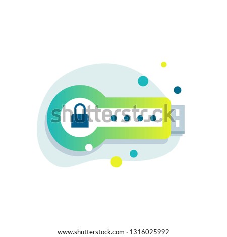 Two-factor authentication device, hardware. RSA token. Cryptosystem for data security. Vector illustration, flat style icon.