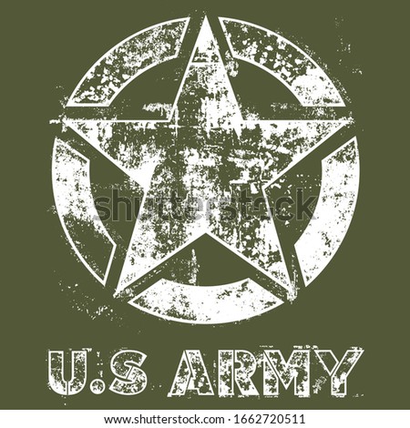 US Army Star. Military Patriotic Symbol. Grunge Design.