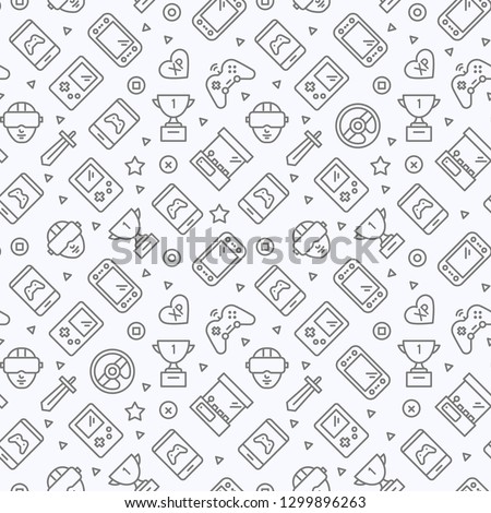 Video Games Seamless Pattern. Vector Texture for Web. Background Design Template.