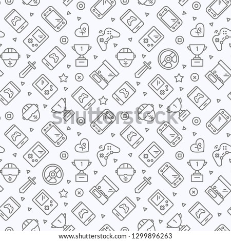 Video Games Seamless Pattern. Vector Texture for Website. Background Design Template.