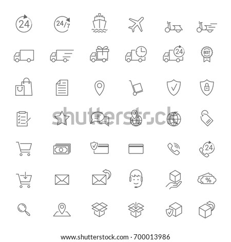 transport, delivery and logistics icons set 