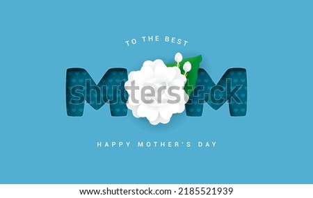 Happy Mother's day, To the best mom greeting card vector illustration. Jasmine flower card 