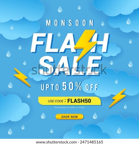 Monsoon Flash Sale vector Illustration. Rainy season background