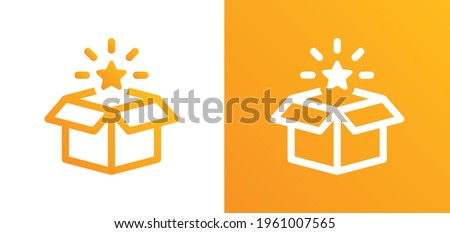 Open gift box with star icon vector
