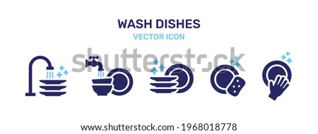 Wash dishes icon. Cleanliness concept
