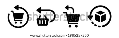 Return, replace product icons set. Vector illustration. Shipping and delivery box service symbol. 