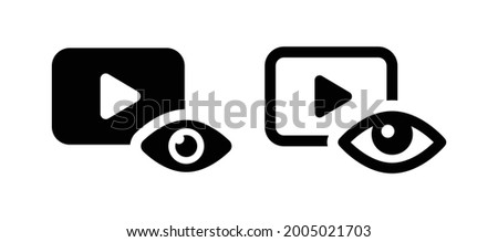 Eye with video player icon. Views, viewer, spectator icon set in black and white design. Stock foto © 